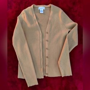 Jones New York Country ribbed knit Cardigan Sweater 100% Cotton Size Small